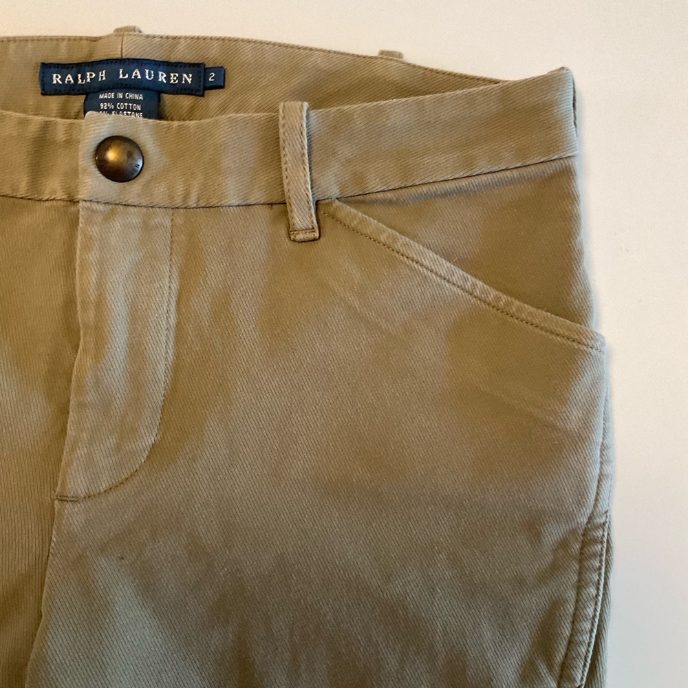 Ralph Lauren Hunt/Equestrian Pants, Suede Leg Shields, Snap Hem, Loops, Tan, Sz2 - Picture 5 of 16